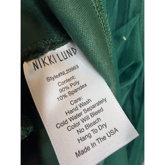 Nikki Lund Green Midi Skirt Tulle Pearls Sz XS Perf For Holiday Party - Picture 3 of 6